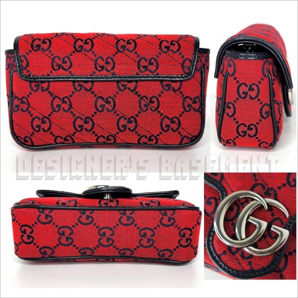 GUCCI Limited Edition GG Marmont logo quilted red GG canvas SUPER MINI Chain bag - Picture 4 of 8